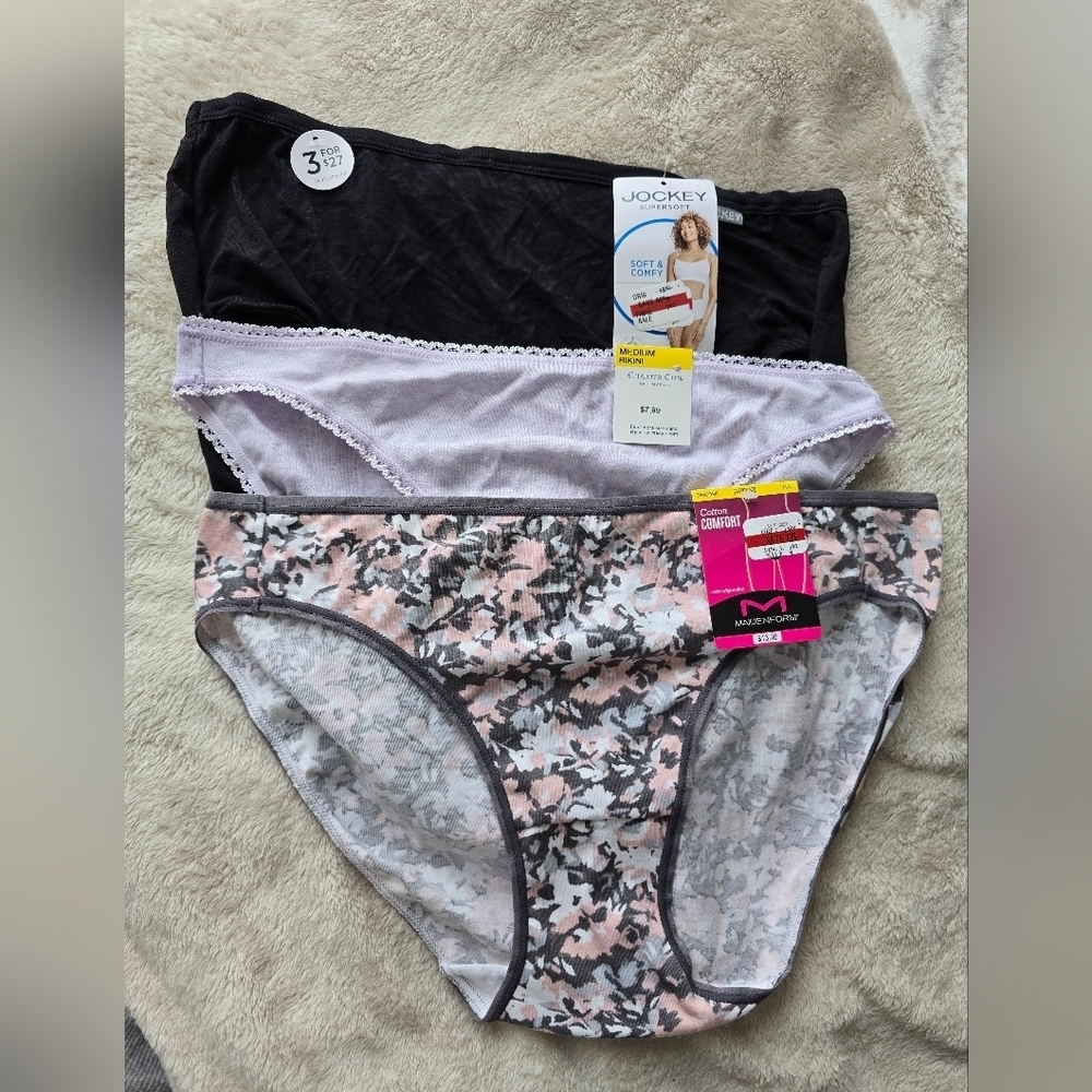 NWT Bundle Of 3 Mixed Macys Brands Panties Cotton Modal Blends Size Medium